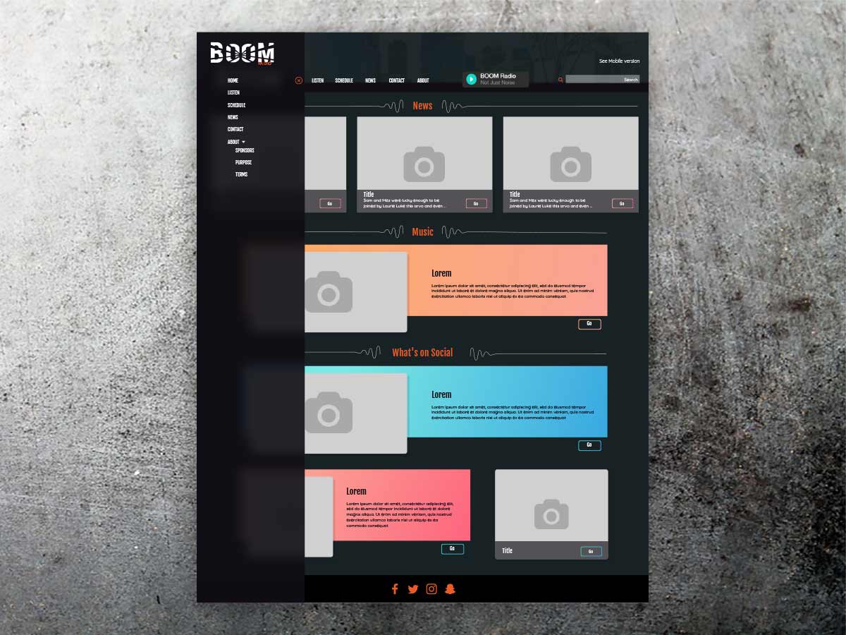 Boom Radio Homepage Mockup